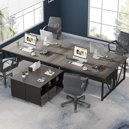 Scrivania per computer a L da 63 pollici con schedario laterale da 47 pollici, scrivania direzionale per ufficio domestico, set di scrivania