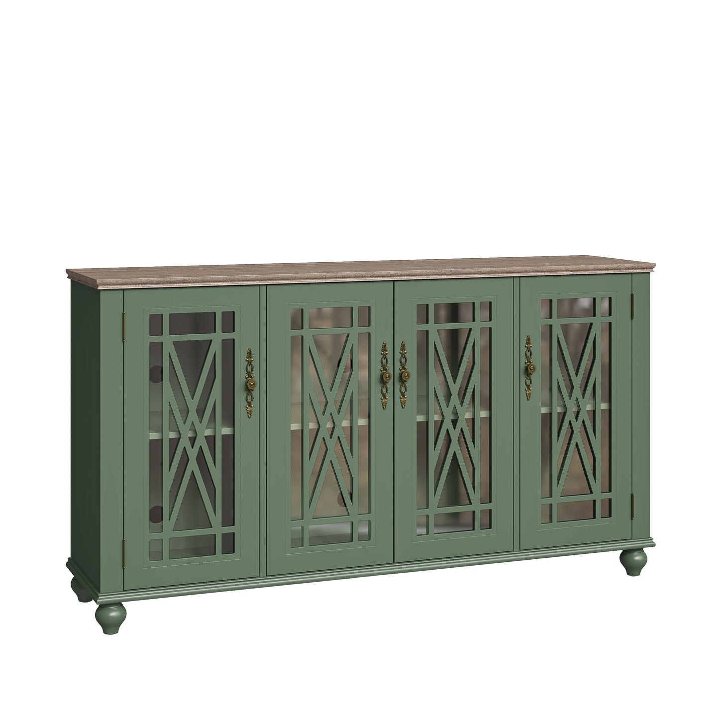 Credenza da cucina in legno in stile vintage da 63 pollici - Larghezza 63 pollici