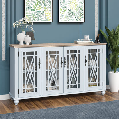 Credenza da cucina in legno in stile vintage da 63 pollici - Larghezza 63 pollici