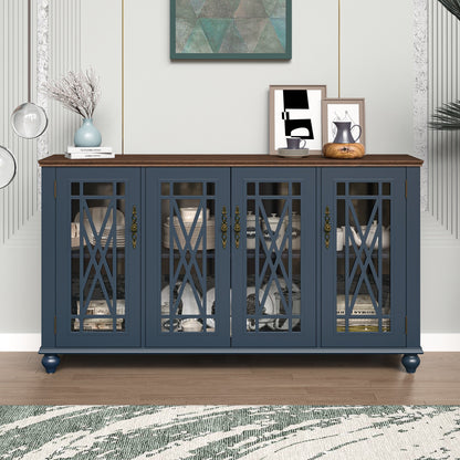 Credenza da cucina in legno in stile vintage da 63 pollici - Larghezza 63 pollici