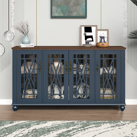Credenza da cucina in legno in stile vintage da 63 pollici - Larghezza 63 pollici