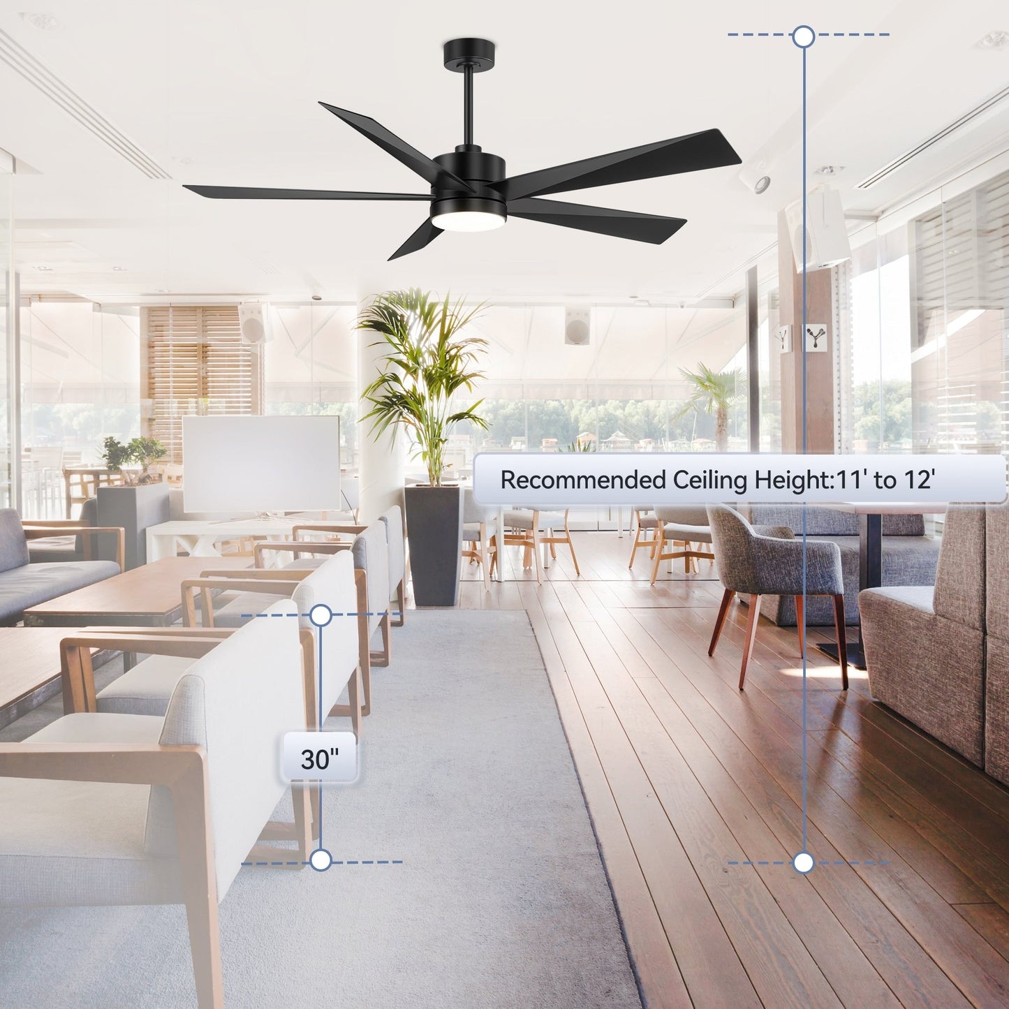 Ventilatore da soffitto a LED Breezary 65/52/42 a 5 pale con kit luci e telecomando