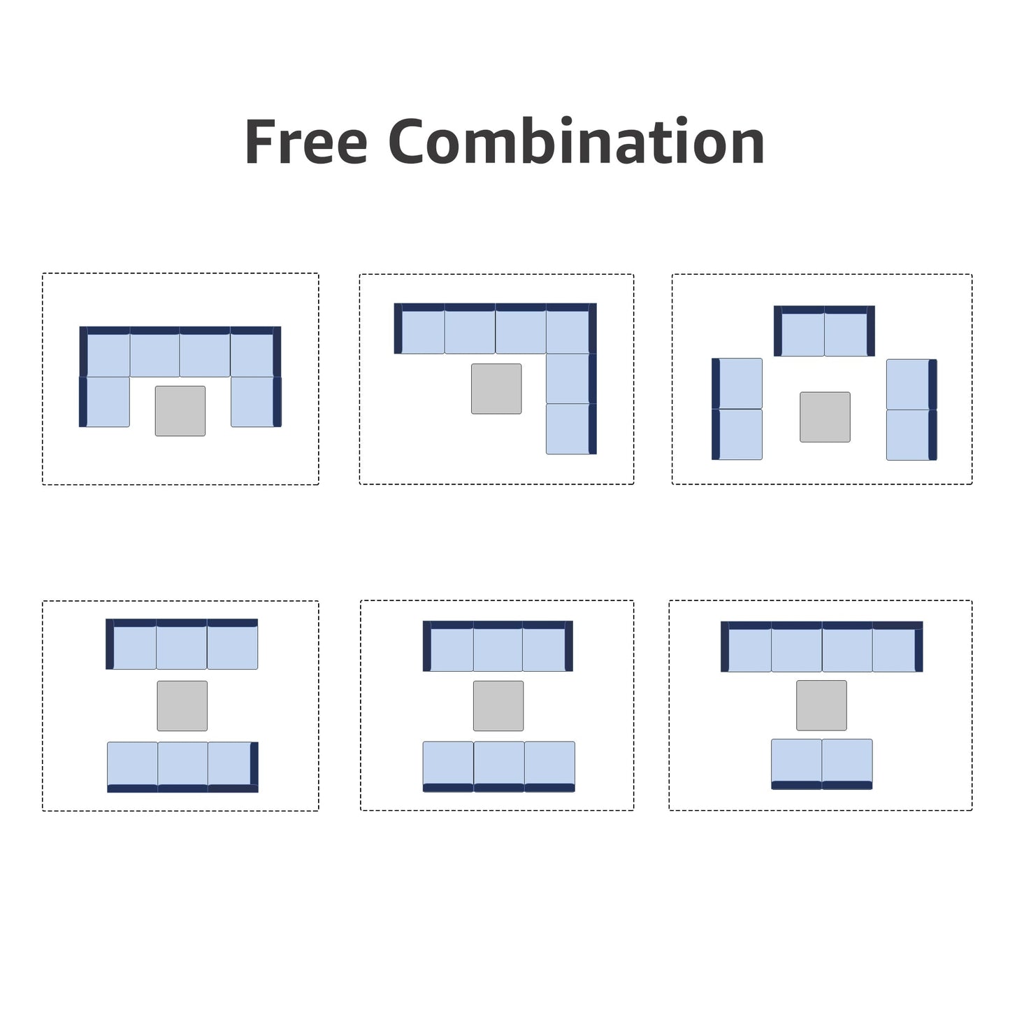 Set di divani componibili imbottiti da esterno in vimini/acciaio da 7 pezzi