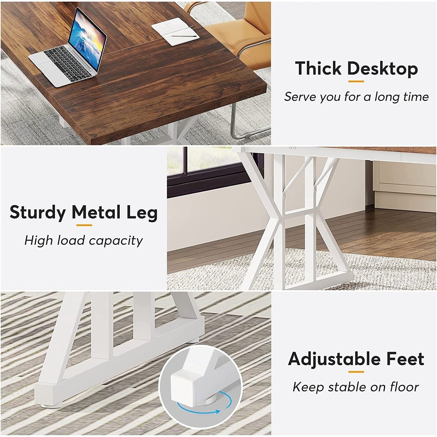 Scrivania direzionale da 70,8 pollici, grande postazione di lavoro per computer