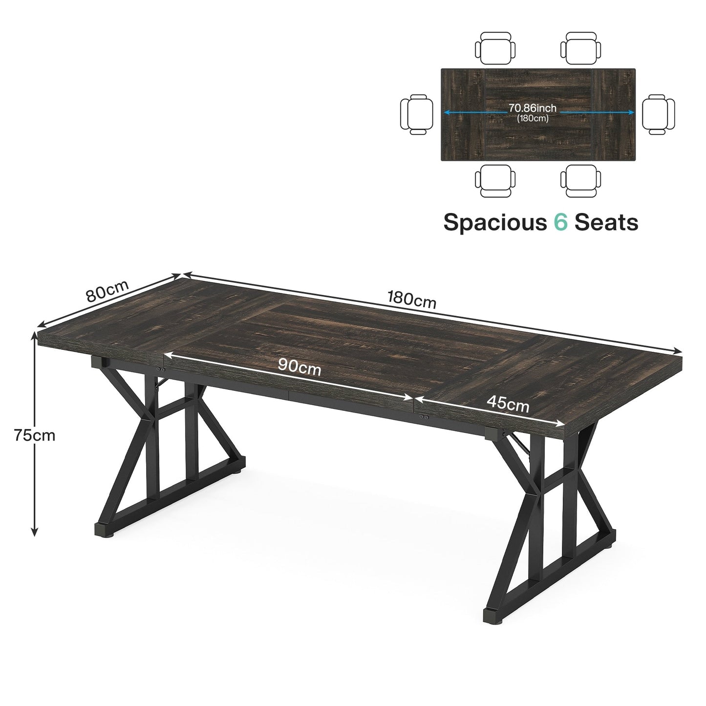 Scrivania direzionale da 70,8 pollici, grande postazione di lavoro per computer