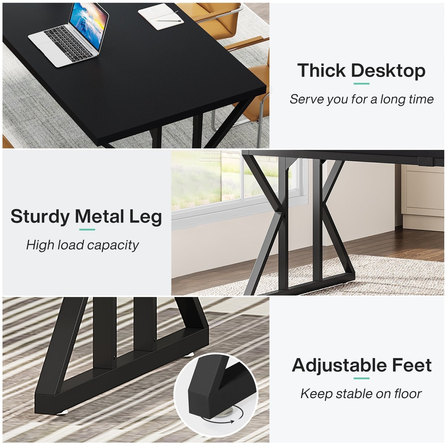 Scrivania direzionale da 70,8 pollici, grande postazione di lavoro per computer