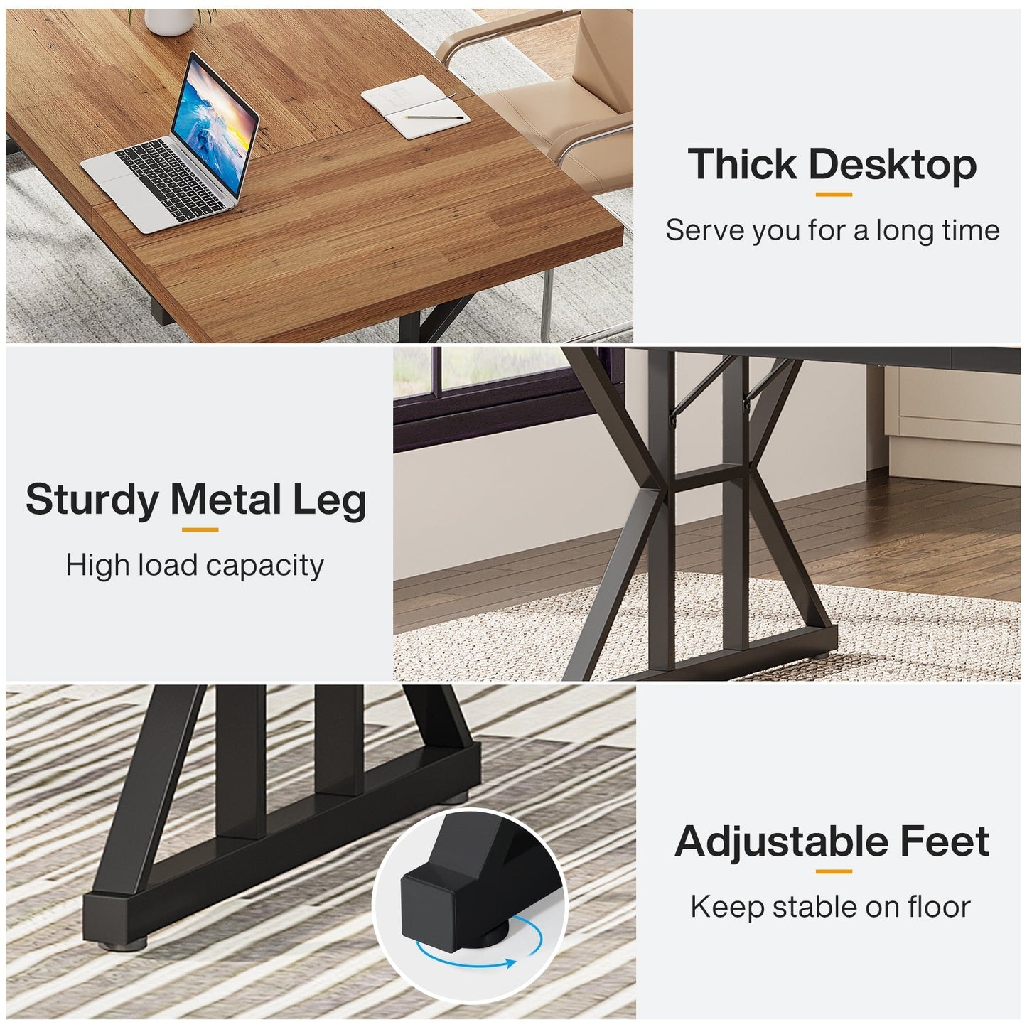 Scrivania direzionale da 70,8 pollici, grande postazione di lavoro per computer