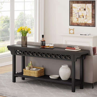 Tavolo da divano consolle lungo in legno massello da fattoria da 70,8 pollici