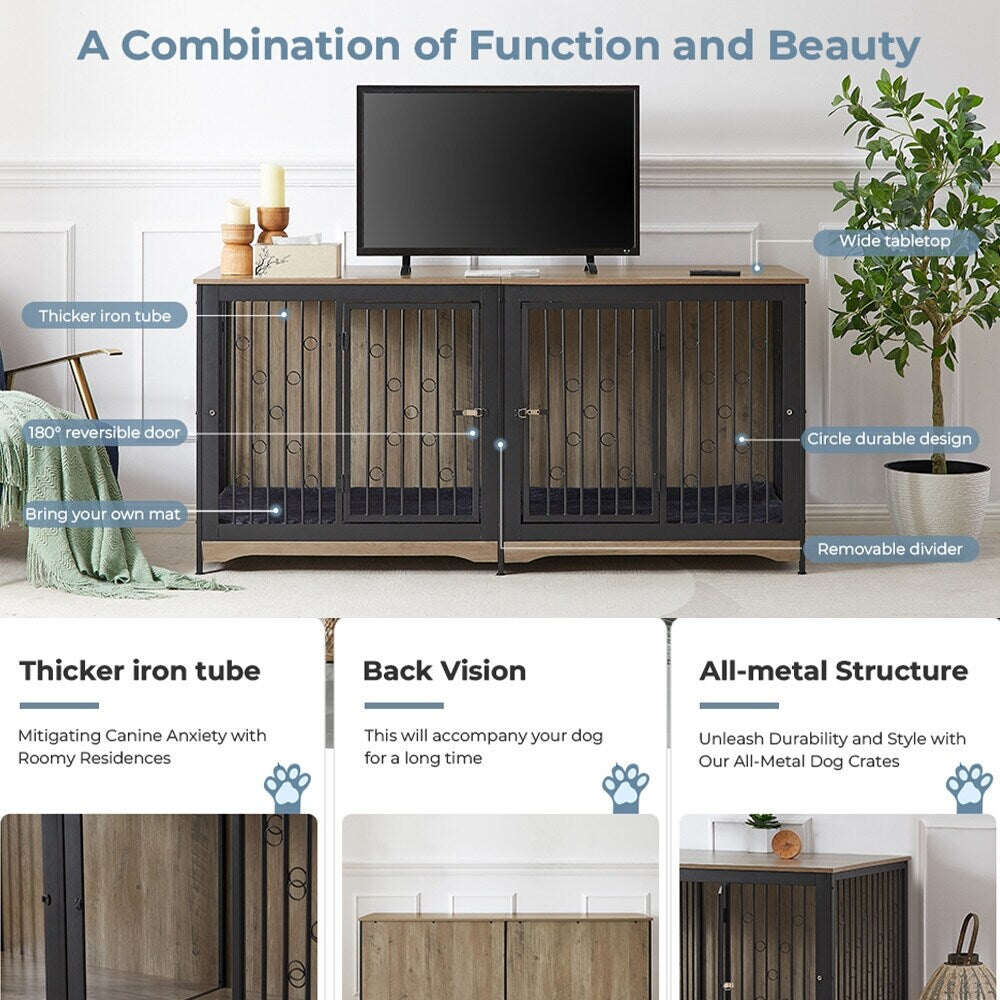 Mobile porta TV per cani di grossa taglia da 70,86'' con cuscino e due vani (senza cuscino)