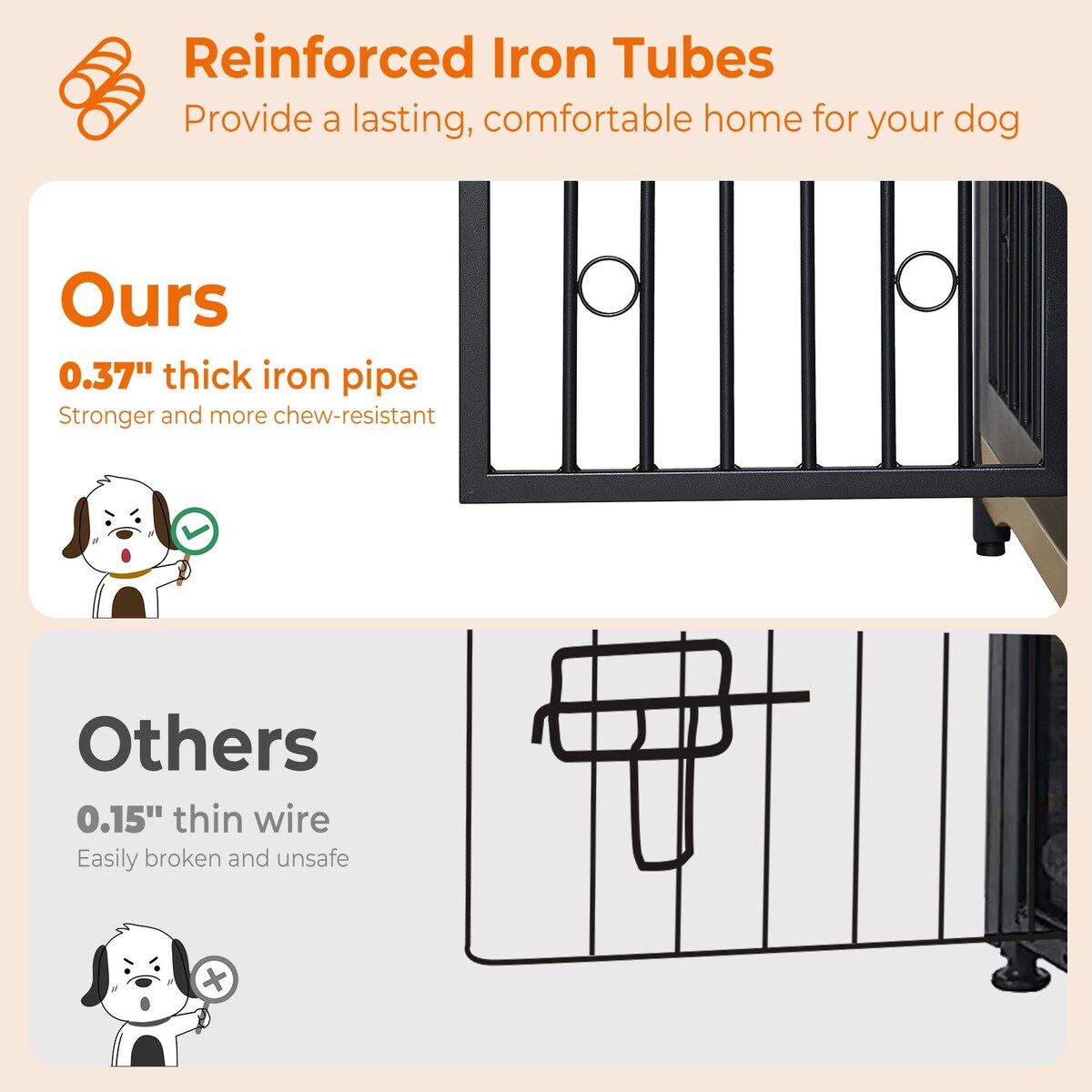 Mobile porta TV per cani di grossa taglia da 70,86'' con cuscino e due vani (senza cuscino)