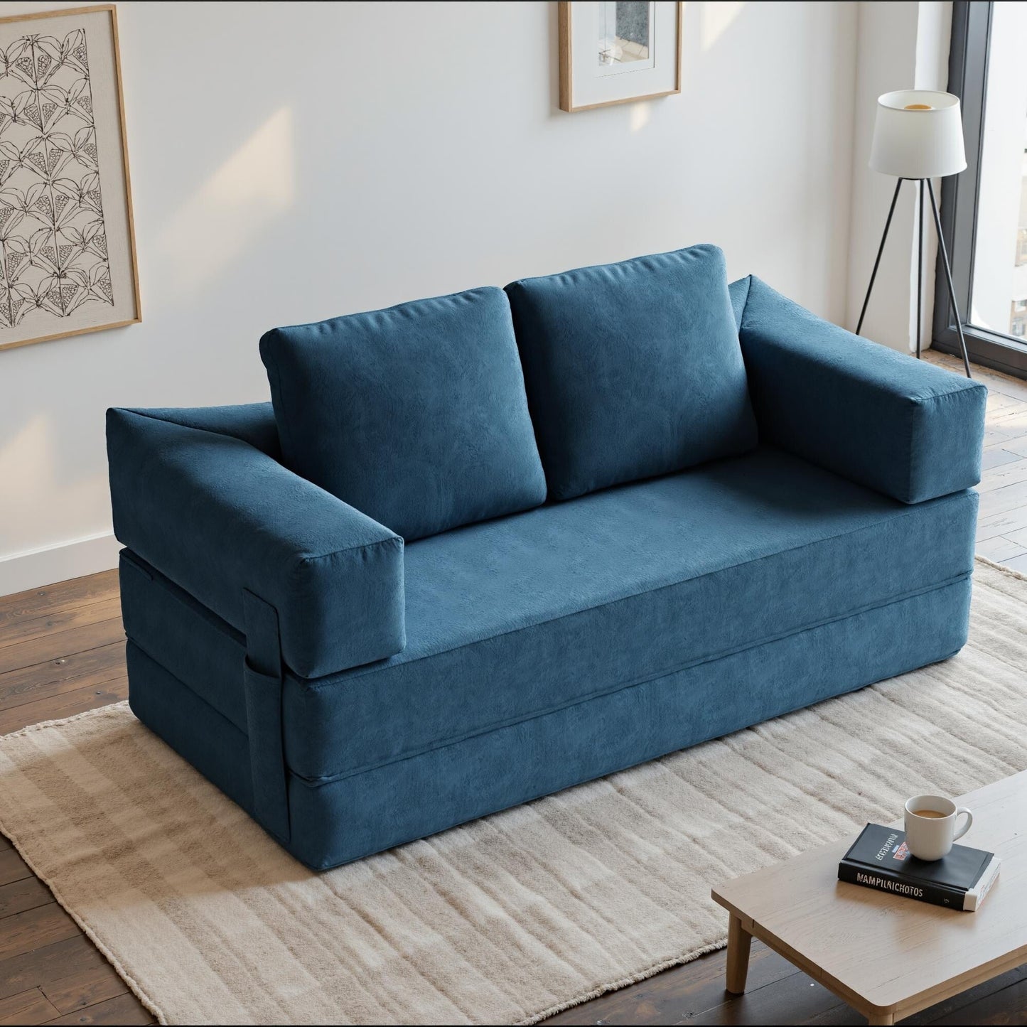 Divano letto trasformabile imbottito 70.87, poltrona trasformabile, comodo divano per soggiorno, camera da letto, tessuto ciniglia