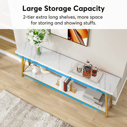 Tavolino da divano extra lungo da 70,9 pollici, tavolo da consolle industriale per ingresso