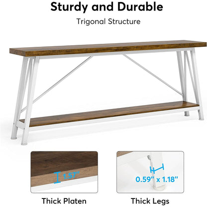 Tavolino da divano extra lungo da 70,9 pollici, tavolo da consolle industriale per ingresso