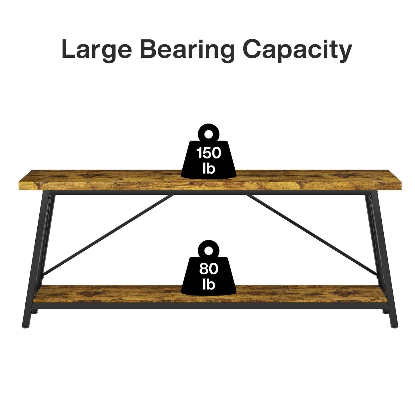 Tavolino da divano extra lungo da 70,9 pollici, tavolo da consolle industriale per ingresso