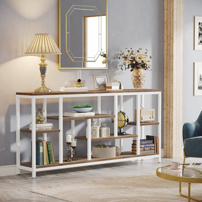 Tavolo da divano consolle da 70,9 pollici con contenitore, tavolo da ingresso a 3 livelli per corridoio