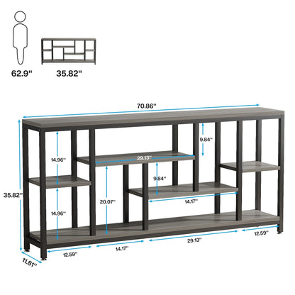 Tavolo da divano consolle da 70,9 pollici con contenitore, tavolo da ingresso a 3 livelli per corridoio