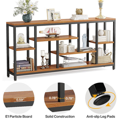 Tavolo da divano consolle da 70,9 pollici con contenitore, tavolo da ingresso a 3 livelli per corridoio