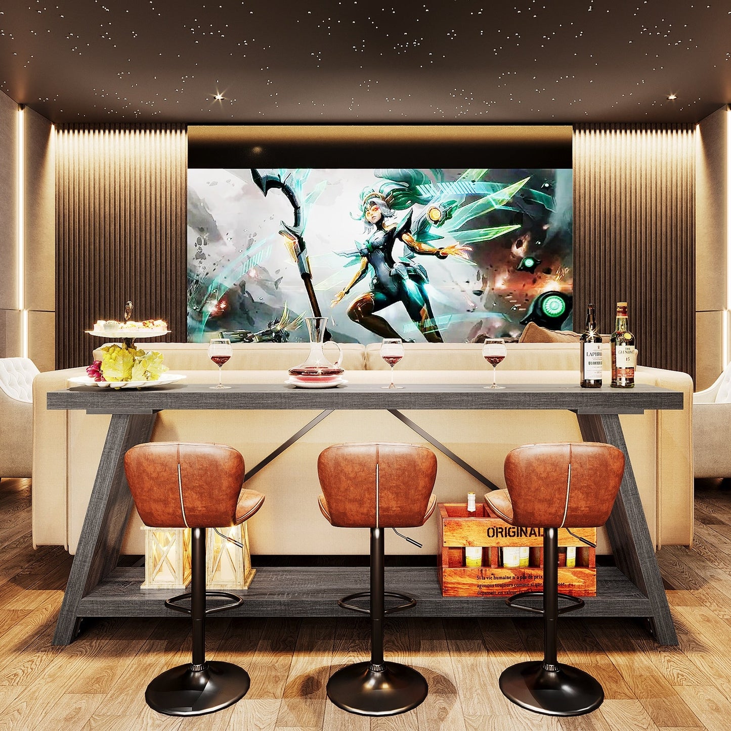 Tavolo da divano in legno rustico lungo 70,9 pollici con ripiano portaoggetti