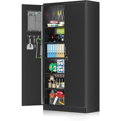 Armadio da garage da 71 pollici, scaffalatura, dispensa da cucina, armadietto con ripiani regolabili per ufficio, garage, casa, dispensa