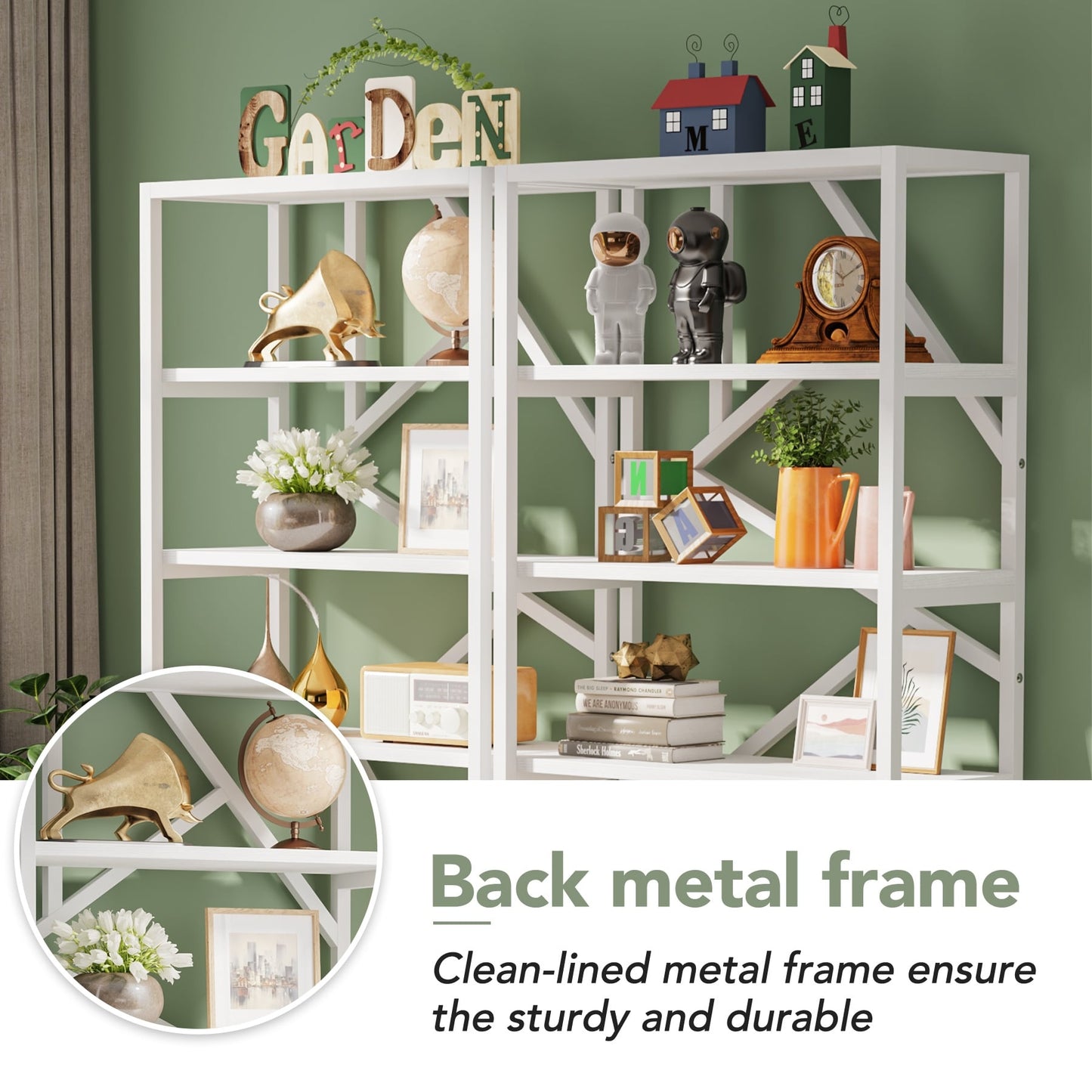 Libreria industriale 71, libreria Etagere in legno marrone rustico a 6 ripiani, ripiani aperti