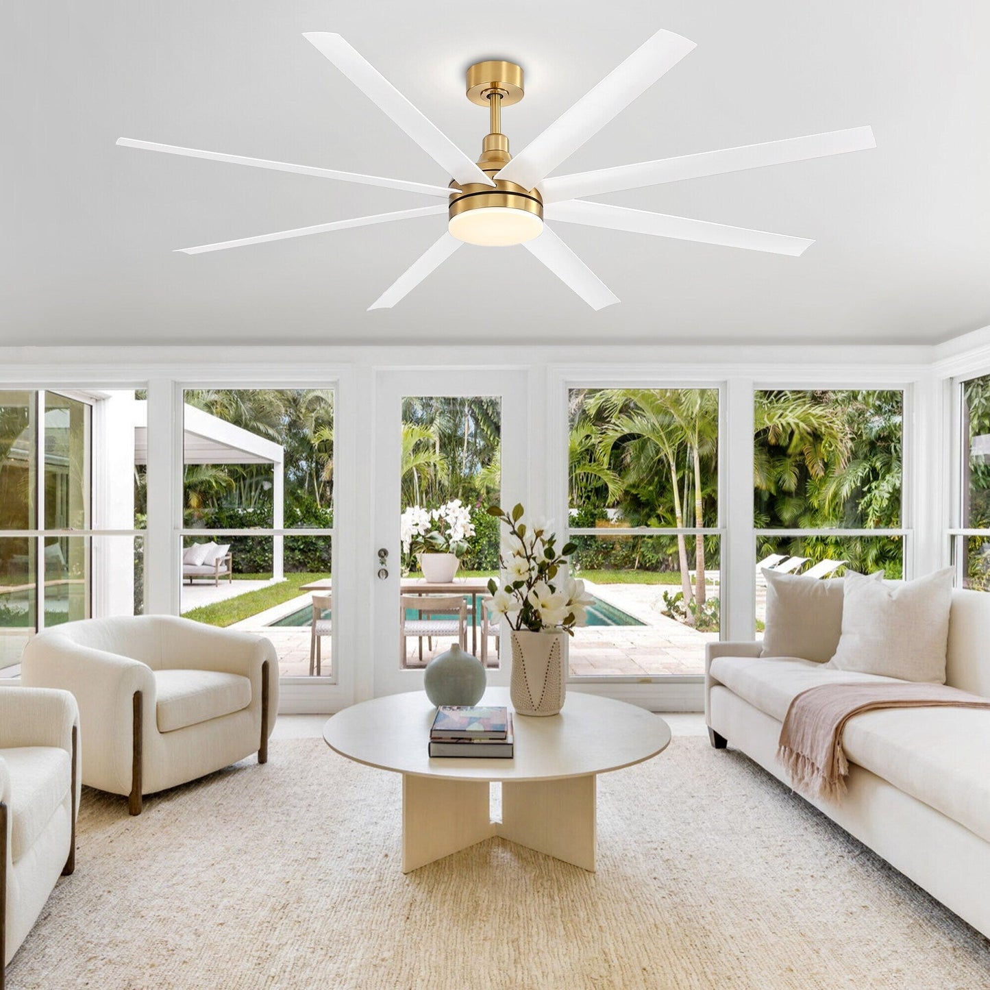 72 grandi ventilatori da soffitto con telecomando a luce LED - 8 pale - 72 pollici