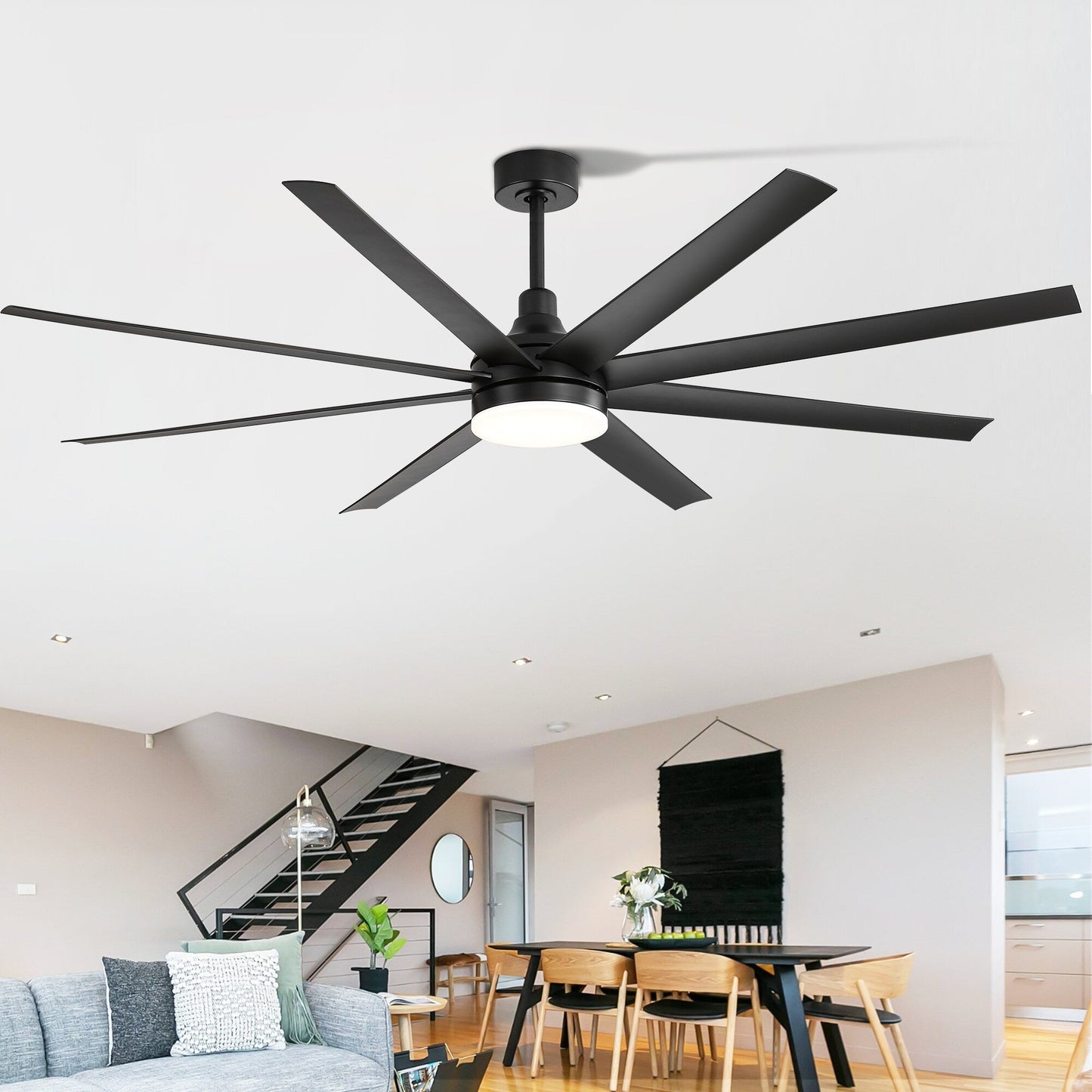 72 grandi ventilatori da soffitto con telecomando a luce LED - 8 pale - 72 pollici
