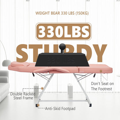 73 Lettino da massaggio regolabile per salone di bellezza, spa, sedia per tatuaggi con sgabello