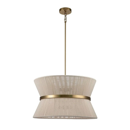 Lampadario a tamburo grande in stile boho moderno a 8 luci, lampadario a clessidra in tessuto intrecciato a mano da 24 pollici in oro/nero per sala da pranzo/soggiorno