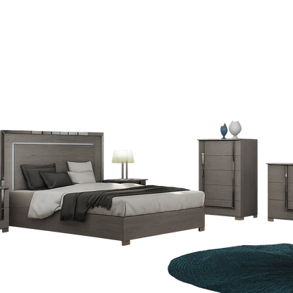 Antonio QN Letto + Comò + 1 NS Olmo Grigio Legno
