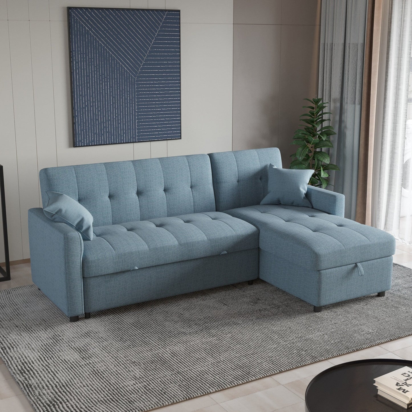 Divano letto reversibile e chaise longue da 82'' di larghezza