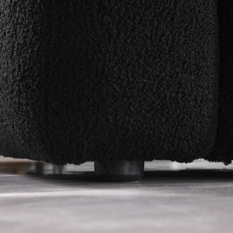 84.3 Lussuoso divano Boucle grande a 3 posti con rivestimento in marshmallow, 2 cuscini decorativi quadrati e bracciolo quadrato