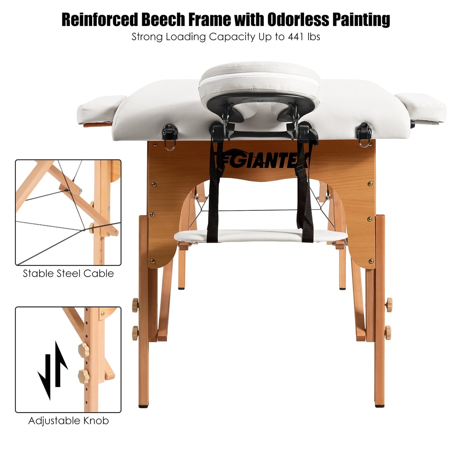 Lettino da massaggio portatile da 84''L, regolabile, per spa viso, tatuaggi, con trasporto