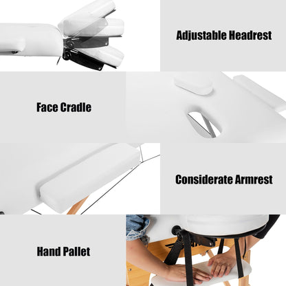 Lettino da massaggio portatile da 84''L, regolabile, per spa viso, tatuaggi, con trasporto