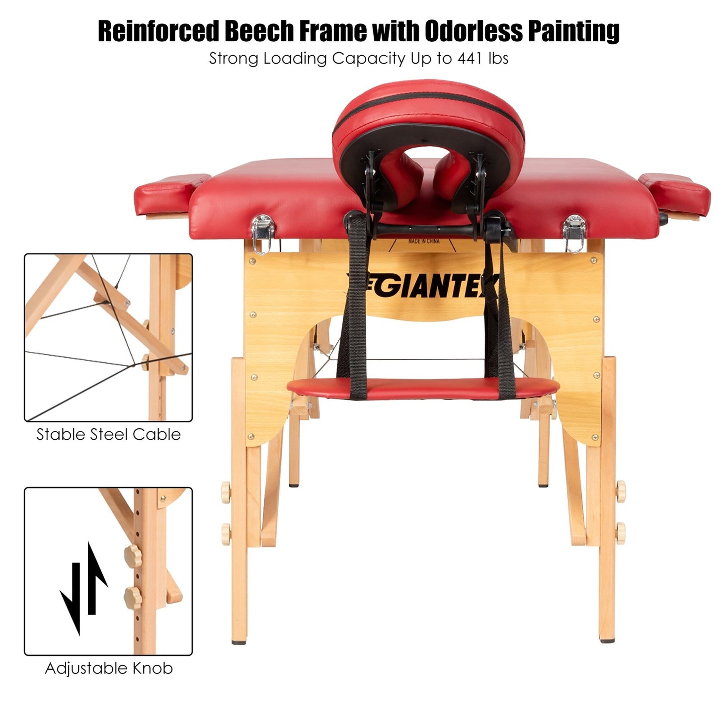 Lettino da massaggio portatile da 84''L, regolabile, per spa viso, tatuaggi, con trasporto