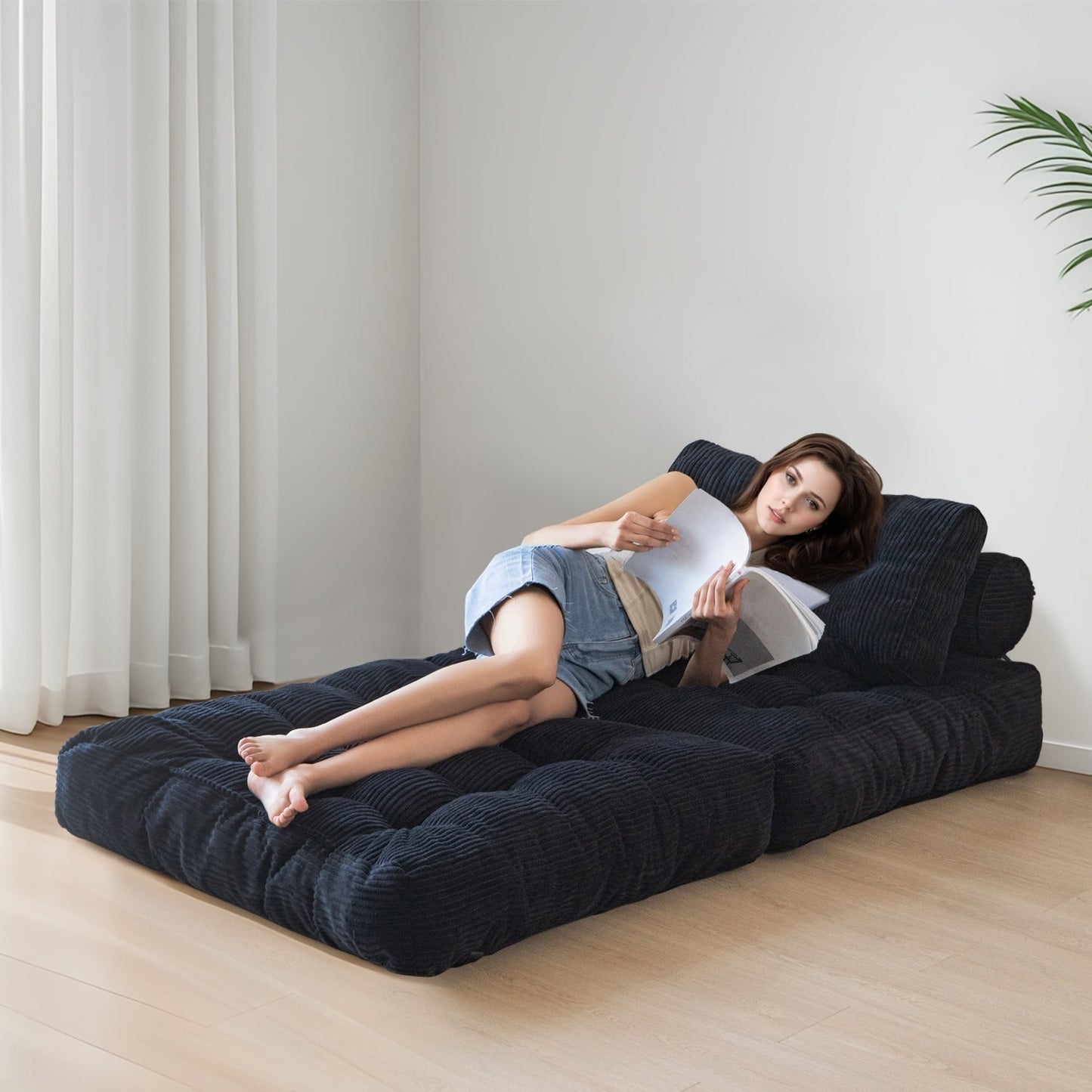 Divano letto pieghevole in velluto a coste, singolo