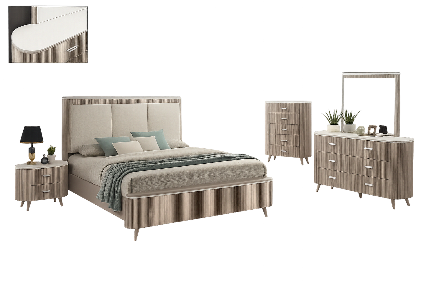 Set da camera da letto ovale