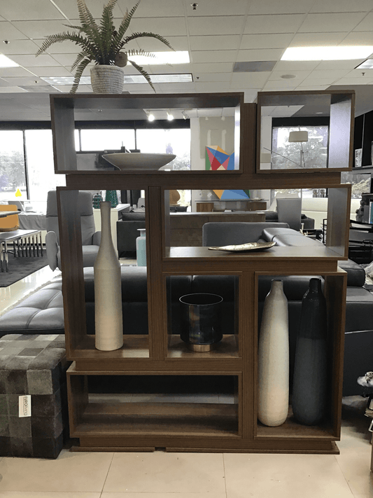 Mensola impiallacciata in noce - Modello da pavimento