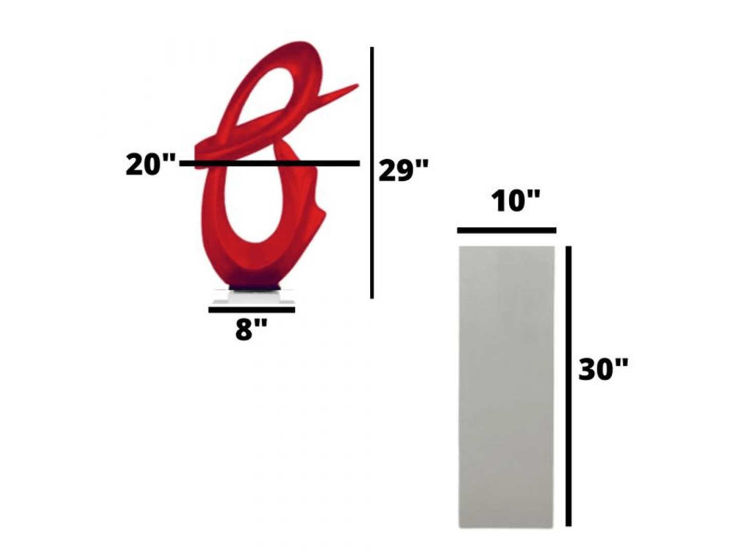 SCULTURA ASTRATTA FLEX IN ROSSO METALLIZZATO // BASE BIANCA