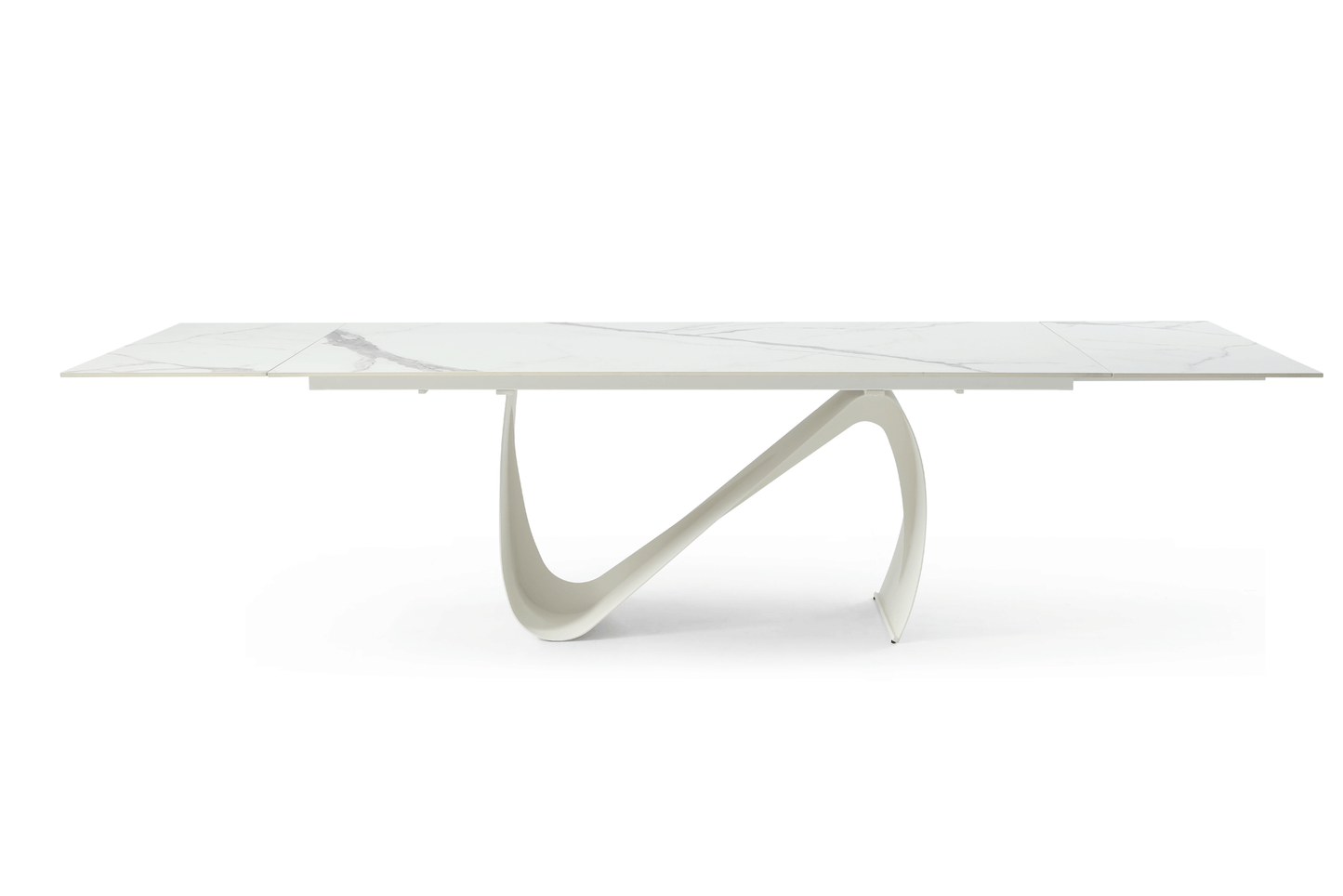 Tavolo Marceline con piano in ceramica bianca da 123 pollici