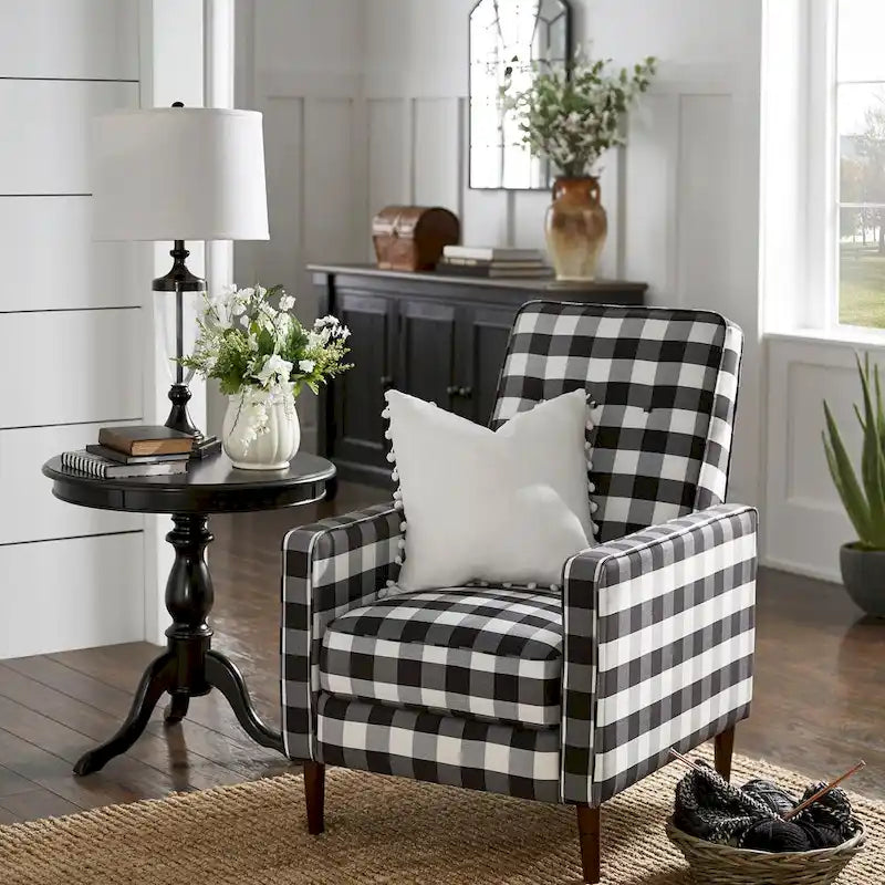 Ada Black and White Buffalo Check Plaid Accent Chair by iNSPIRE Q Classic
