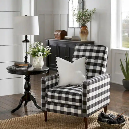 Ada Black and White Buffalo Check Plaid Accent Chair by iNSPIRE Q Classic