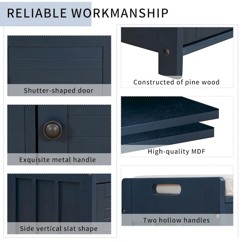 Panca contenitore con 3 ante a forma di persiana