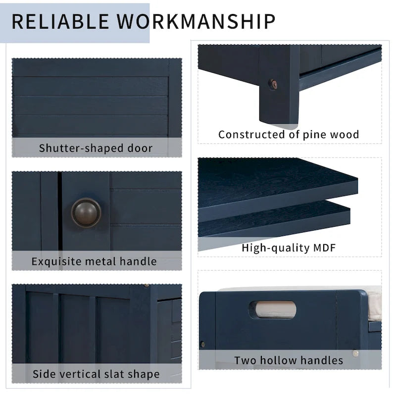 Panca contenitore con 3 ante a forma di persiana