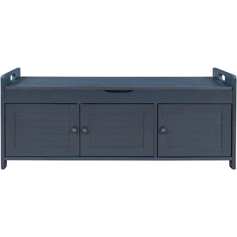 Panca contenitore con 3 ante a forma di persiana