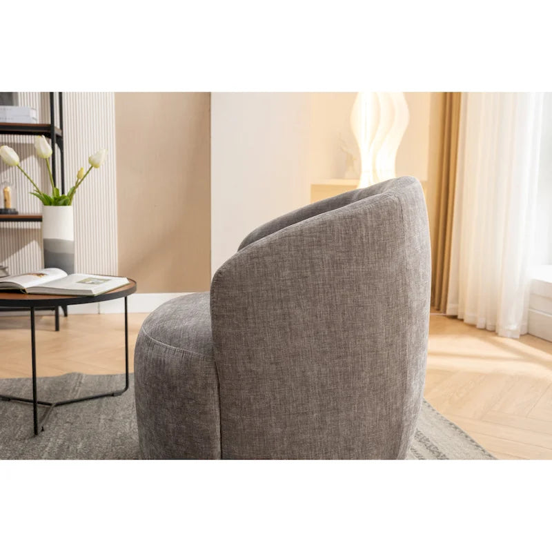 Poltrona girevole a botte in tessuto ciniglia - 25,60 x 25,60 x 27,56