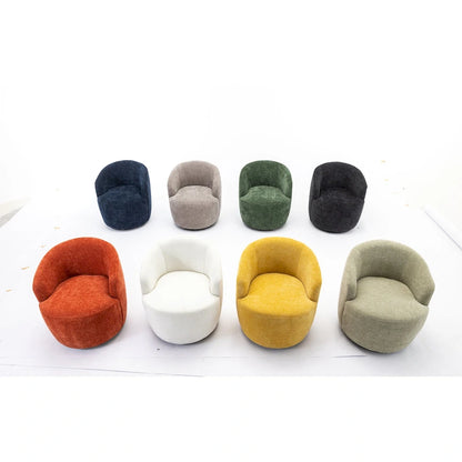 Poltrona girevole a botte in tessuto ciniglia - 25,60 x 25,60 x 27,56