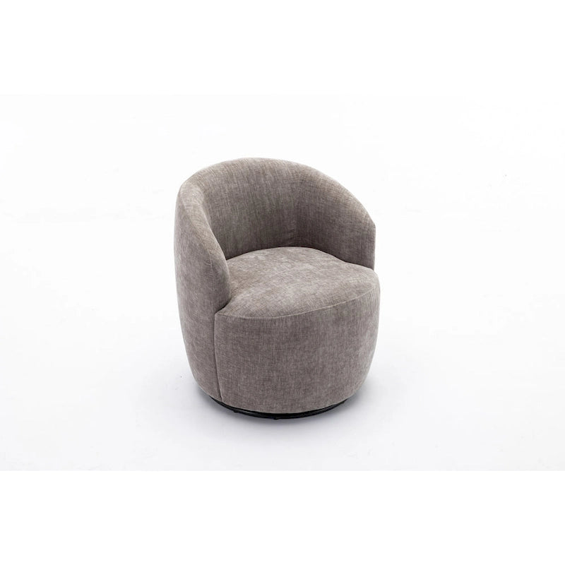 Poltrona girevole a botte in tessuto ciniglia - 25,60 x 25,60 x 27,56