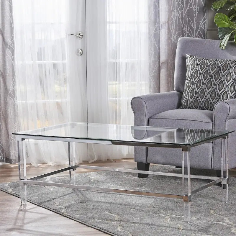 Bayla Modern Rectangle Glass Coffee Table by Christopher Knight Home - 26  L x 48  W x 18  H