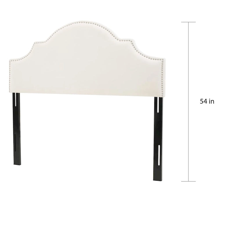 Testiera regolabile in tessuto con borchie Bianca per letto matrimoniale/queen size di Christopher Knight Home