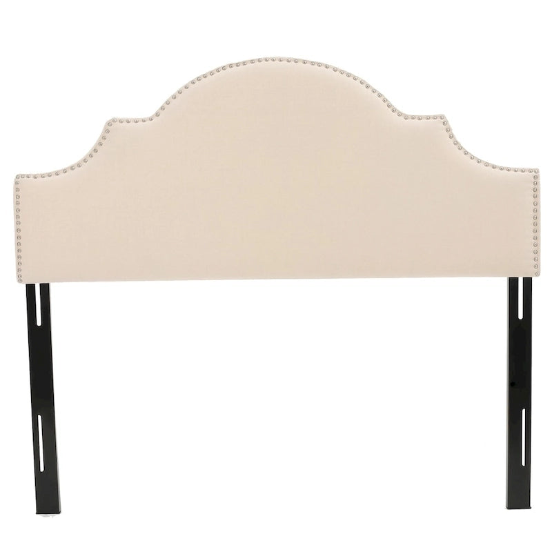 Testiera regolabile in tessuto con borchie Bianca per letto matrimoniale/queen size di Christopher Knight Home